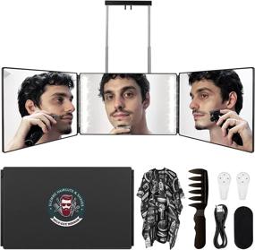 img 4 attached to 🪞 360° Trifold Selfcut Mirror with LED Lights - Adjustable Height Telescoping Hooks for Hair Cutting, Shaving, and Makeup - Innovative Self Haircut System