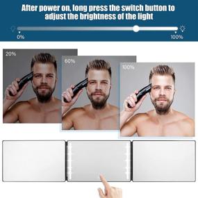 img 2 attached to 🪞 360° Trifold Selfcut Mirror with LED Lights - Adjustable Height Telescoping Hooks for Hair Cutting, Shaving, and Makeup - Innovative Self Haircut System