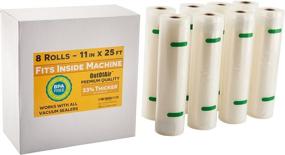 img 4 attached to 🌬️ Bulk 8 Pack (200 ft total) 11-inch x 25-foot OutOfAir Vacuum Sealer Rolls - Fits Inside Machine. Works With FoodSaver & Other Machines, BPA Free Commercial Grade Bags. 33% Thicker for Sous Vide & More