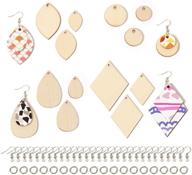 120-piece unfinished wooden earrings making kit with blank teardrop pendants, 100 earring hooks, and 100 jump rings for diy jewelry earring making logo