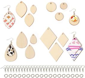 img 4 attached to 120-Piece Unfinished Wooden Earrings Making Kit with Blank Teardrop Pendants, 100 Earring Hooks, and 100 Jump Rings for DIY Jewelry Earring Making