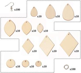 img 2 attached to 120-Piece Unfinished Wooden Earrings Making Kit with Blank Teardrop Pendants, 100 Earring Hooks, and 100 Jump Rings for DIY Jewelry Earring Making