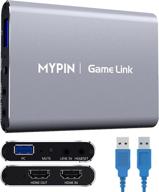 🎮 mypin захват видеоигр hdmi 4k 60 кадров в секунду, портативный игровой устройство live gamer с поддержкой 4k full hd 1080p 60 кадров в секунду через usb3.0 за счет ультранизкой задержки для записи и стриминга xbox, playstation, nintendo switch - включая аудио и видео логотип