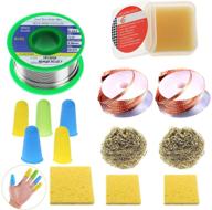 makeronics solder wire iron tip cleaner kit for electrical soldering - 0.14 lb/62g 0.8mm lead 🔧 free solder wire rosin core sn99 ag0.3 cu0.7, brass ball, solder sponge, flux rosin & no-clean solder wick logo