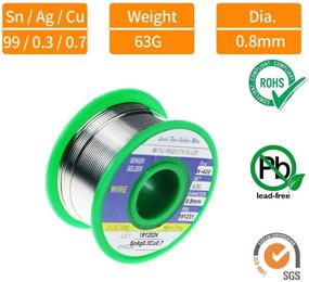 img 3 attached to Makeronics Solder Wire Iron Tip Cleaner Kit for Electrical Soldering - 0.14 lb/62g 0.8mm Lead 🔧 Free Solder Wire Rosin Core Sn99 Ag0.3 Cu0.7, Brass Ball, Solder Sponge, Flux Rosin & No-Clean Solder Wick