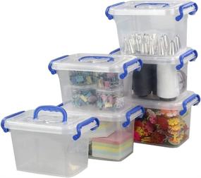 img 4 attached to 📦 EudokkyNA Mini Plastic Storage Bin Set of 6 - Clear 2 L Storage Box Bundle