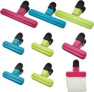 chip bag clips 9 packs: large plastic clips for sealing food bags in assorted colors - 3 large & 6 small clips with good grips for kitchen use логотип