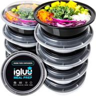 🍱 igluu round plastic meal prep containers - enhanced lid - reusable bpa free food storage containers with airtight lids - microwave, freezer & dishwasher safe - stackable salad bowls - [set of 10, 28oz] logo