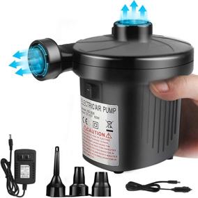 img 4 attached to 🔌 2 in 1 Electric Air Pump for Inflatables: Portable Quick-Fill Deflator/Inflator for Air Mattress, Swimming Rings, Airbeds, Water Toys - 110V AC & 12V DC, 3 Nozzles