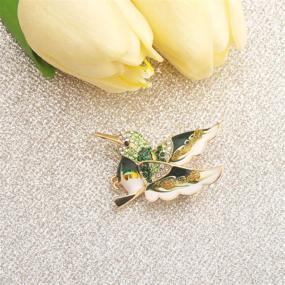 img 2 attached to 🌺 Bobauna Hummingbird Rhinestone Crystal Brooch Pin: Exquisite Green Enamel Jewelry for Women and Girls - A Perfect Hummingbird Gift!