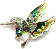 🌺 bobauna hummingbird rhinestone crystal brooch pin: exquisite green enamel jewelry for women and girls - a perfect hummingbird gift! logo