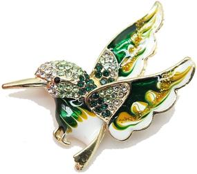 img 4 attached to 🌺 Bobauna Hummingbird Rhinestone Crystal Brooch Pin: Exquisite Green Enamel Jewelry for Women and Girls - A Perfect Hummingbird Gift!