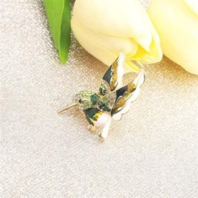 img 1 attached to 🌺 Bobauna Hummingbird Rhinestone Crystal Brooch Pin: Exquisite Green Enamel Jewelry for Women and Girls - A Perfect Hummingbird Gift!