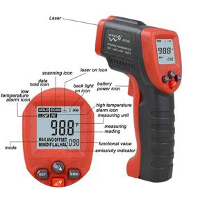 img 3 attached to 🌡️ Infrared Temp Thermometer for Cooking: Precise Range -58~788℉ (-50~420℃), with High/Low Temp Alarm & Adjustable Emissivity | MAX MIN DIF AVG, IR Laser Temp Gun (Not for Human Use)