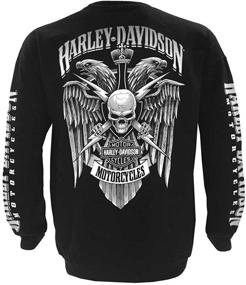 img 1 attached to 🏍️ Black Harley-Davidson Men's Lightning Crest Fleece Pullover Sweatshirt