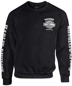 img 2 attached to 🏍️ Black Harley-Davidson Men's Lightning Crest Fleece Pullover Sweatshirt