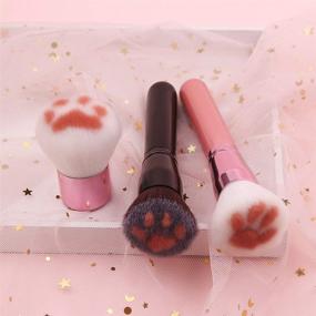 img 2 attached to 🐾 3Pcs Cat Paw Foundation Makeup Brush Set - Professional Cosmetic Brushes for Flawless Makeup Application: Foundation, Powder, Blush, Concealer, Contour