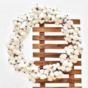 img 2 attached to 🌾 Lvydec Cotton Wreath Decor: Adjustable 16"-20" Cotton Stems Wreath with Full White Fluffy Cotton Bolls - Perfect Farmhouse Decor for Front Door, Wall, Wedding Centerpiece