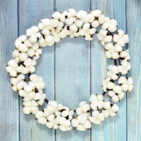 img 1 attached to 🌾 Lvydec Cotton Wreath Decor: Adjustable 16"-20" Cotton Stems Wreath with Full White Fluffy Cotton Bolls - Perfect Farmhouse Decor for Front Door, Wall, Wedding Centerpiece