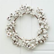 🌾 lvydec cotton wreath decor: adjustable 16"-20" cotton stems wreath with full white fluffy cotton bolls - perfect farmhouse decor for front door, wall, wedding centerpiece logo