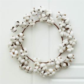 img 4 attached to 🌾 Lvydec Cotton Wreath Decor: Adjustable 16"-20" Cotton Stems Wreath with Full White Fluffy Cotton Bolls - Perfect Farmhouse Decor for Front Door, Wall, Wedding Centerpiece