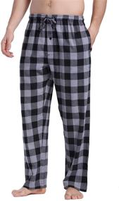 img 1 attached to 🔴 Cotton Flannel Pajama Pants in Black and Red Gingham - Men's Sleep & Lounge Clothing