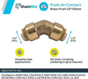 img 2 attached to 🔀 45 Degree Elbow 1/2 Inch RT LF: SharkBite U648LFA Push-to-Connect Fitting for PEX, Copper, and CPVC