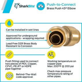 img 1 attached to 🔀 45 Degree Elbow 1/2 Inch RT LF: SharkBite U648LFA Push-to-Connect Fitting for PEX, Copper, and CPVC