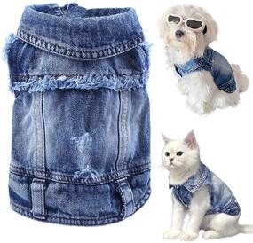 img 4 attached to 🐾 Stylish Blue Denim Coat for Small-Medium Dogs and Cats - LKEX Dog Jean Jacket, Soft Shirt, Classic Lapel Vests, Trendy Fashion Clothes