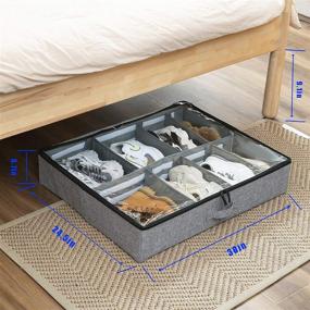 img 2 attached to 👠 Vailando Adjustable Shoe Storage Organizer - Reinforced Construction, Breathable Material, Fits 24 Pairs - Underbed Storage Solution, 2 Piece Set