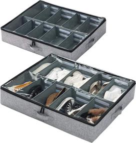 img 4 attached to 👠 Vailando Adjustable Shoe Storage Organizer - Reinforced Construction, Breathable Material, Fits 24 Pairs - Underbed Storage Solution, 2 Piece Set