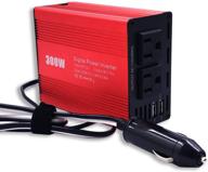 zhuoerjing 300w car power inverter: dc 12v to 110v ac car converter with dual usb adapter - red logo