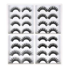 img 4 attached to 3D Natural False Eyelashes Pack - Wispy Soft Volume Fake Lashes Set with 8 Variety Styles