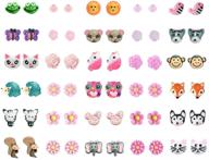 🌼 set of 30 adorable animal and floral resin stud earrings logo