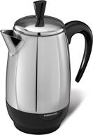 spectrum brands farberware 8-cup percolator fcp280: efficient stainless steel brewing with sleek black design logo