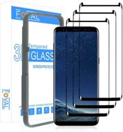 📱 foval 3-х противоударные стекла защиты экрана для samsung galaxy s8 - 3d изогнутая точечная матрица с инструментом выравнивания и дизайном, дружественным для чехла логотип