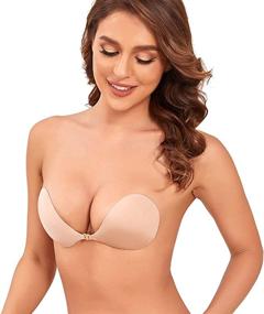 img 2 attached to 👙 Invisible Strapless Push-up Adhesive Bra: Reusable Plunge Silicone Sticky Bra for Backless Outfits