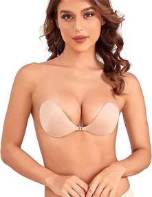 img 3 attached to 👙 Invisible Strapless Push-up Adhesive Bra: Reusable Plunge Silicone Sticky Bra for Backless Outfits