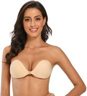 👙 invisible strapless push-up adhesive bra: reusable plunge silicone sticky bra for backless outfits logo