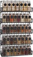 5-tier stackable wall mounted spice rack organizer - black iron wire hanging shelf storage racks - ideal for kitchen and pantry spice seasoning, household items, bathroom, and more - patent no.:d909138s logo