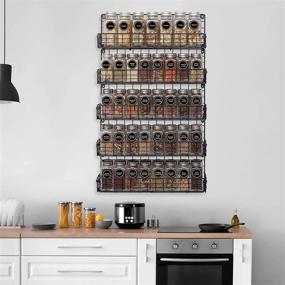 img 3 attached to 5-Tier Stackable Wall Mounted Spice Rack Organizer - Black Iron Wire Hanging Shelf Storage Racks - Ideal for Kitchen and Pantry Spice Seasoning, Household Items, Bathroom, and More - Patent No.:D909138S