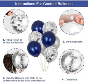 img 1 attached to 🎂 Navy Blue and Silver Birthday Party Decorations featuring HAPPY BIRTHDAY Banner, Tissue Paper Flowers Pom Pom, Pennant, Circle Dot String, and Latex Balloons