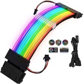 img 4 attached to 🌈 PCCOOLER Настраиваемый набор продления кабеля ATX RGB на 24 контакта для улучшенного управления кабелями ПК с совместимостью программного обеспечения с синхронизированным RGB