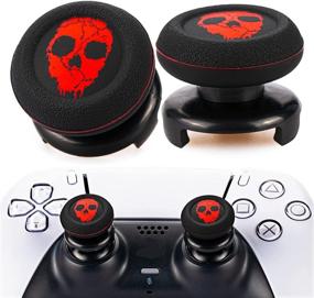 img 4 attached to 🎮 Enhanced Grip Cover Set for PS5 Dualsense & PS4 Controller - Playrealm FPS Thumbstick Extender & Printing Rubber Silicone (Ghost Red)
