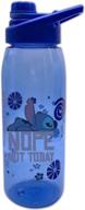 🥤 disney's lilo and stitch nope not today 28 oz tritan water bottle, blue - silver buffalo, screw top lid logo