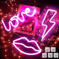 🎉 aiweiluck neon light 3pack lightning lip love valentine's day decorative led neon signs, battery and usb operated neon lights, home, kids room, bedroom, bar, party, christmas decor логотип