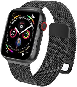 img 4 attached to 📱 EPULY Stainless Steel Mesh Strap for Apple Watch Series 7 SE 6 5 4 3 2 1 - 45/44/42mm Black