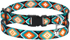 img 3 attached to CollarDirect Cat Collar Breakaway Set: Tribal Pattern Aztec Design, 2 PCS, Adjustable Pet Safety Kitten Collar with Bell