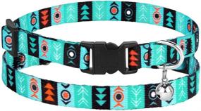 img 2 attached to CollarDirect Cat Collar Breakaway Set: Tribal Pattern Aztec Design, 2 PCS, Adjustable Pet Safety Kitten Collar with Bell