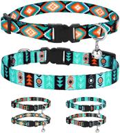 collardirect cat collar breakaway set: tribal pattern aztec design, 2 pcs, adjustable pet safety kitten collar with bell logo